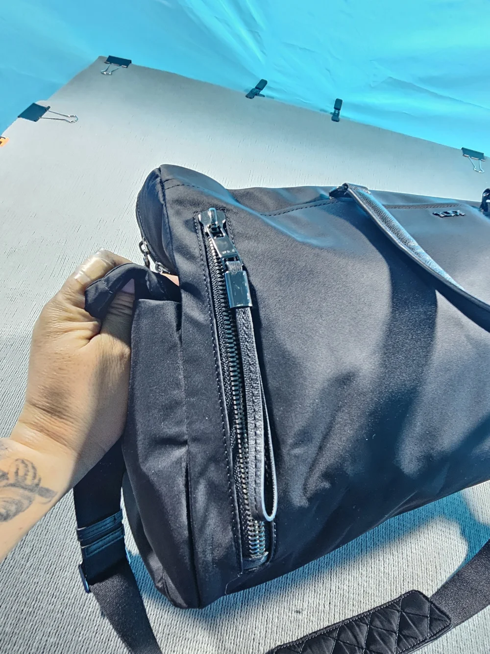 TUMI Voyageur Venice Black Nylon Travel Duffel with Shoulder Strap